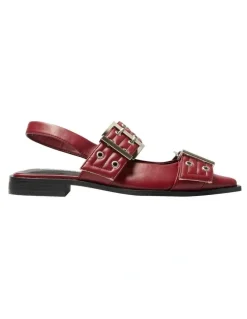 Ravella Suzie Flat Shoes in Red Smooth