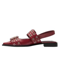 Ravella Suzie Flat Shoes in Red Smooth
