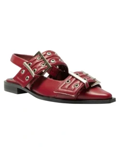 Ravella Suzie Flat Shoes in Red Smooth