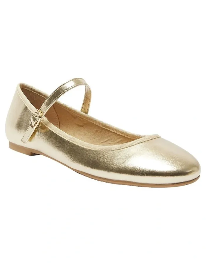 Ravella Sweet Flat Shoes in Soft Gold Metallic