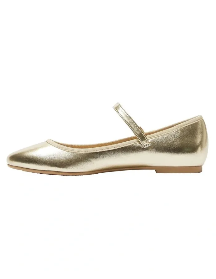 Ravella Sweet Flat Shoes in Soft Gold Metallic