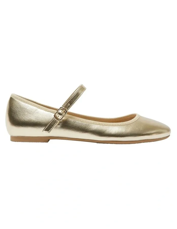 Ravella Sweet Flat Shoes in Soft Gold Metallic