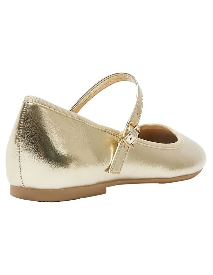 Ravella Sweet Flat Shoes in Soft Gold Metallic