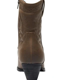 Ravella Texas Western Boots in Brown Smooth