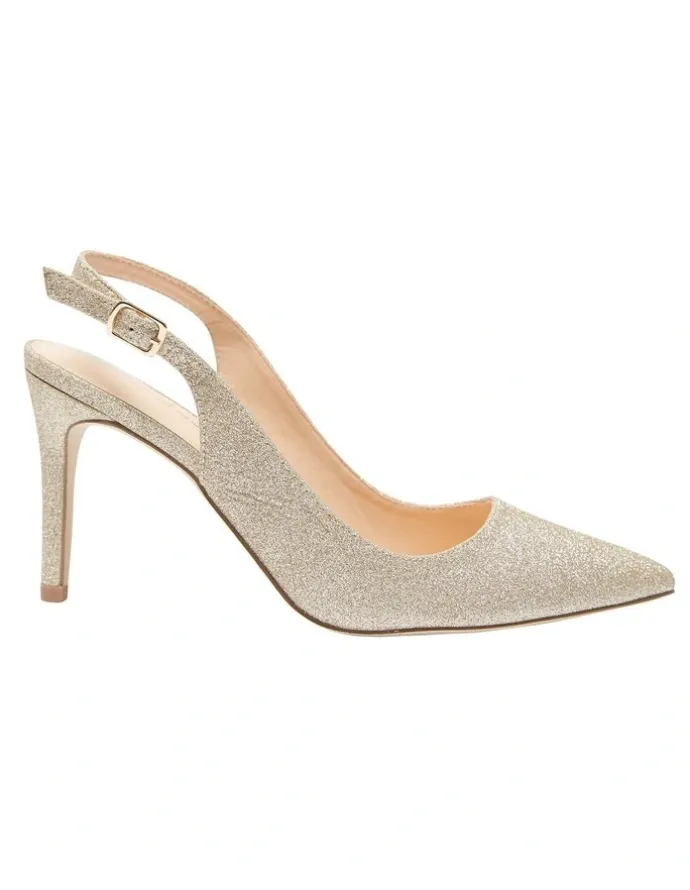 Ravella Whiz Heeled Shoes In Gold Glitter