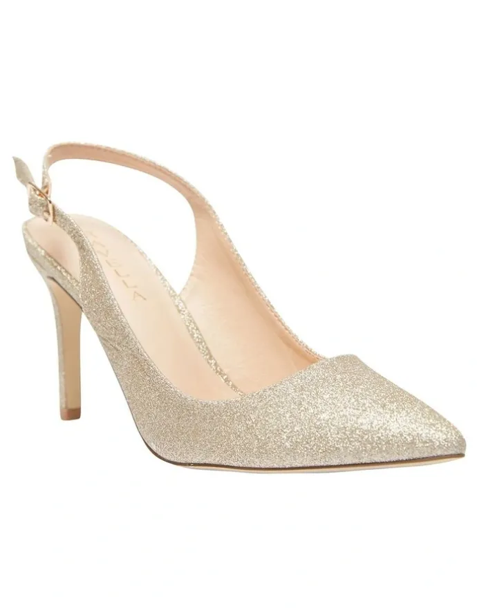 Ravella Whiz Heeled Shoes In Gold Glitter
