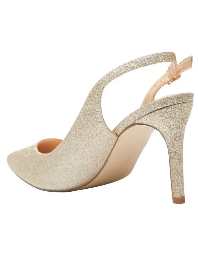 Ravella Whiz Heeled Shoes In Gold Glitter