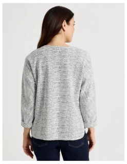 Regatta 3/4 Magyar Sleeve Tee With Front Seams in Ivory/ Navy Texture