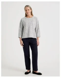 Regatta 3/4 Magyar Sleeve Tee With Front Seams in Ivory/Navy Texture