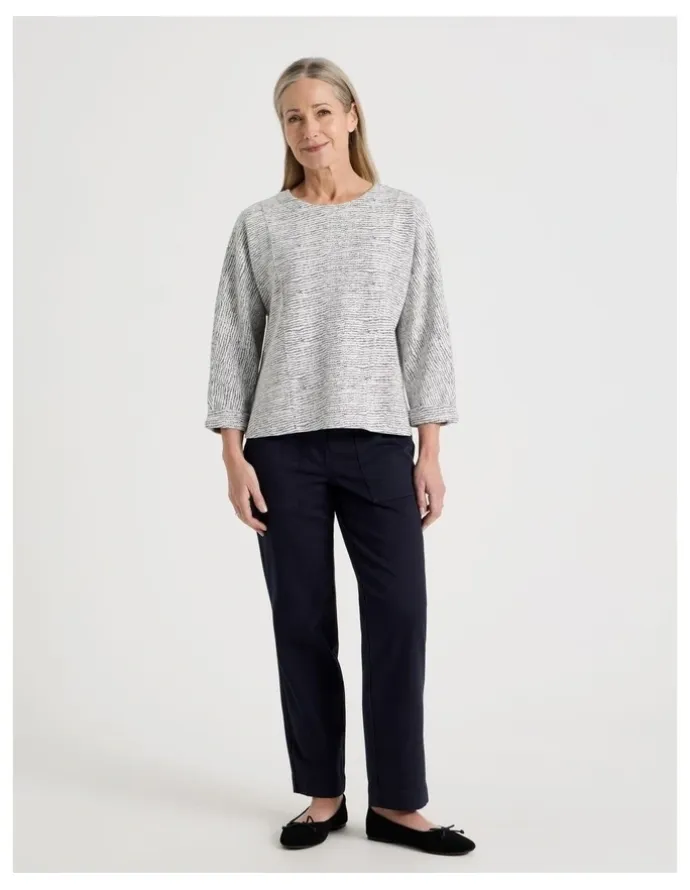Regatta 3/4 Magyar Sleeve Tee With Front Seams in Ivory/Navy Texture
