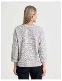 Regatta 3/4 Magyar Sleeve Tee With Front Seams in Ivory/Navy Texture