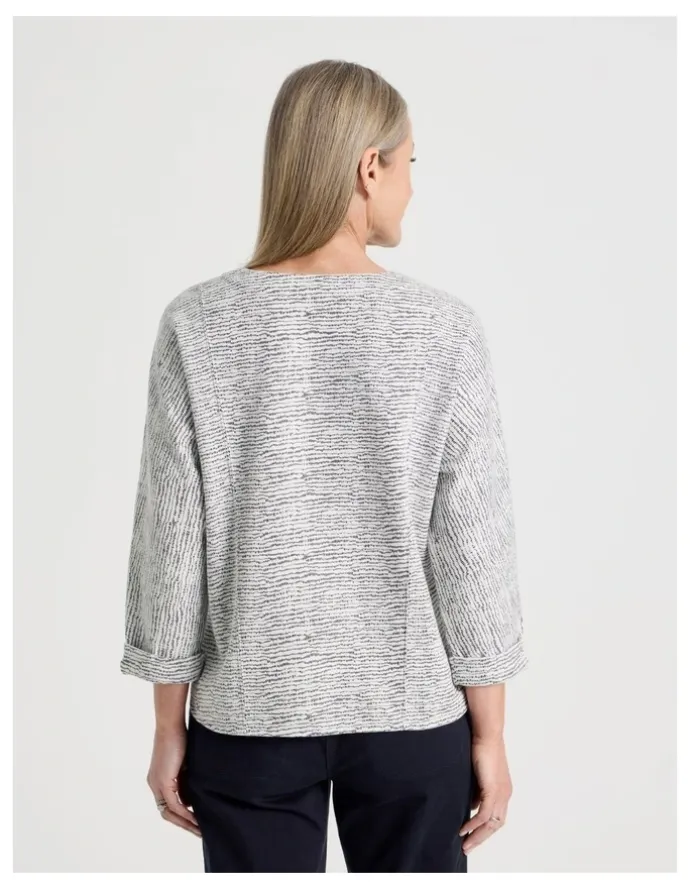 Regatta 3/4 Magyar Sleeve Tee With Front Seams in Ivory/Navy Texture