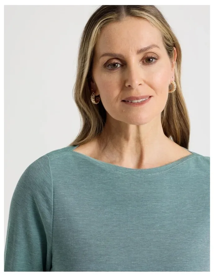 Regatta 3/4 Sleeve Boat Neck Tee in Blue Texture