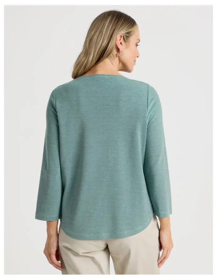 Regatta 3/4 Sleeve Boat Neck Tee in Blue Texture