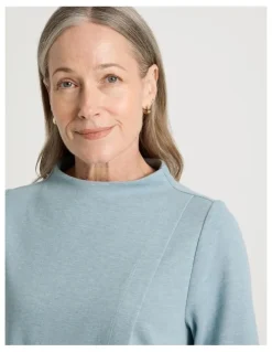 Regatta Asymmetrical Funnel Neck Sweat in Dusty Blue