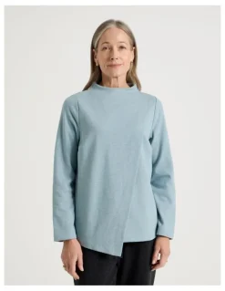 Regatta Asymmetrical Funnel Neck Sweat in Dusty Blue