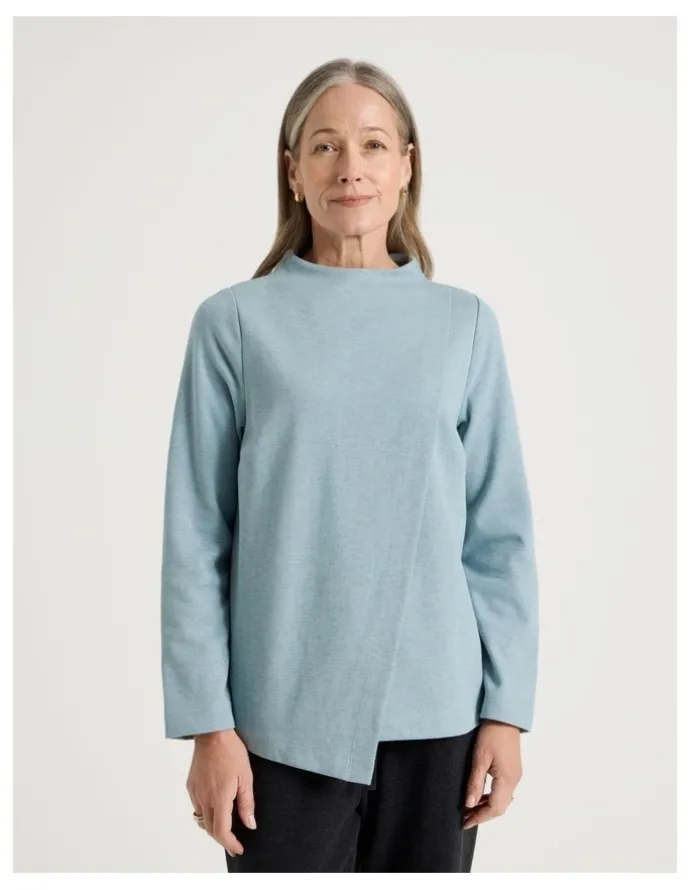 Regatta Asymmetrical Funnel Neck Sweat in Dusty Blue