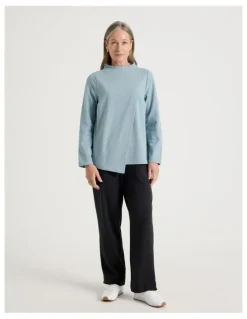 Regatta Asymmetrical Funnel Neck Sweat in Dusty Blue