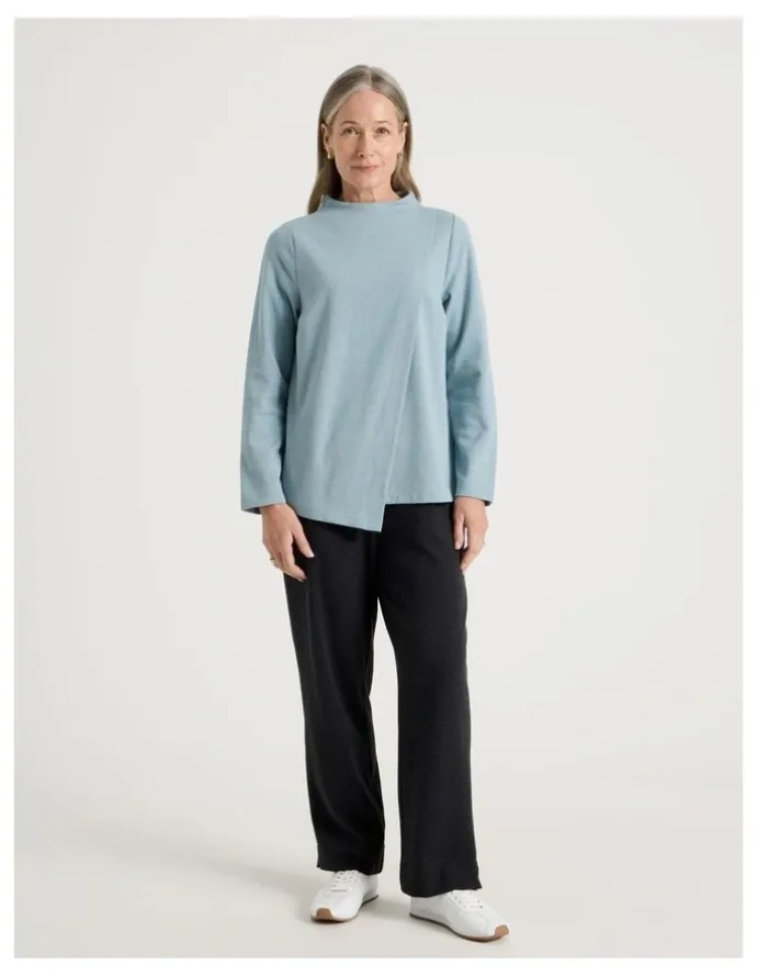 Regatta Asymmetrical Funnel Neck Sweat in Dusty Blue