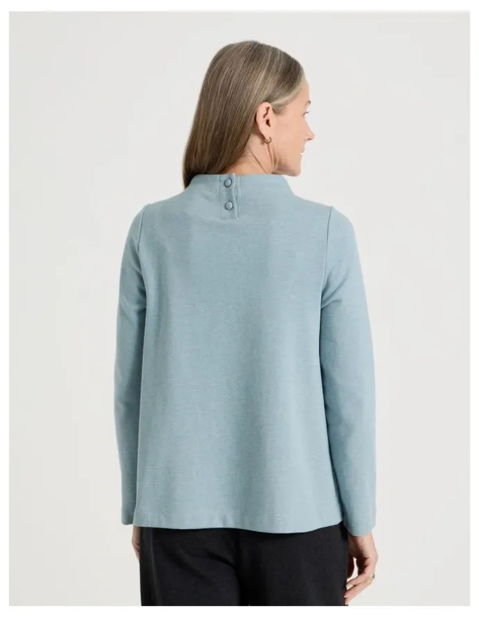 Regatta Asymmetrical Funnel Neck Sweat in Dusty Blue