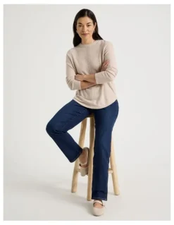 Regatta Cable Front Jumper With Plaited Neck Band in Oatmeal