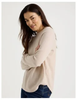 Regatta Cable Front Jumper With Plaited Neck Band in Oatmeal