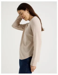 Regatta Cable Front Jumper With Plaited Neck Band in Oatmeal