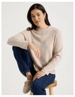 Regatta Cable Front Jumper With Plaited Neck Band in Oatmeal