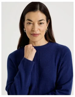 Regatta Cable Front Jumper With Plaited Neck Band in Marine