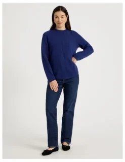 Regatta Cable Front Jumper With Plaited Neck Band in Marine