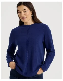 Regatta Cable Front Jumper With Plaited Neck Band in Marine