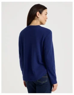 Regatta Cable Front Jumper With Plaited Neck Band in Marine