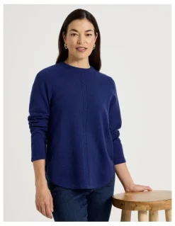 Regatta Cable Front Jumper With Plaited Neck Band in Marine