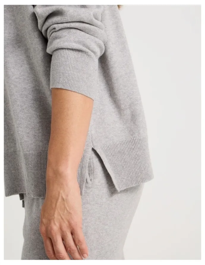 Regatta Collared Long Sleeve Knit Sleep Top in Grey Marle