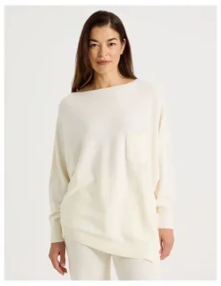Regatta Cowl Neck Long Sleeve Knit Sleep Top in White