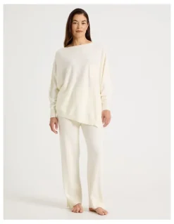 Regatta Cowl Neck Long Sleeve Knit Sleep Top in White