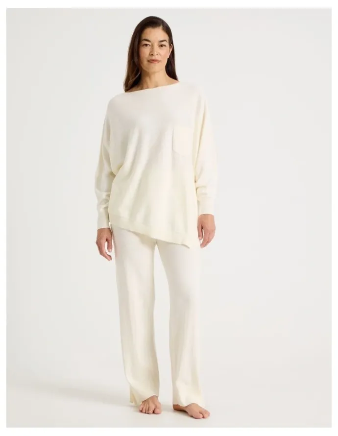 Regatta Cowl Neck Long Sleeve Knit Sleep Top in White