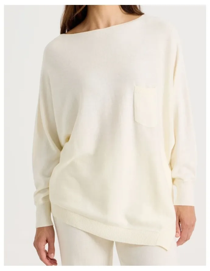 Regatta Cowl Neck Long Sleeve Knit Sleep Top in White