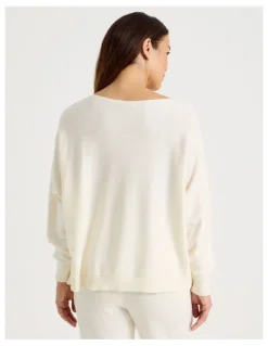 Regatta Cowl Neck Long Sleeve Knit Sleep Top in White