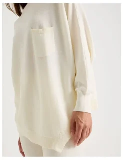 Regatta Cowl Neck Long Sleeve Knit Sleep Top in White