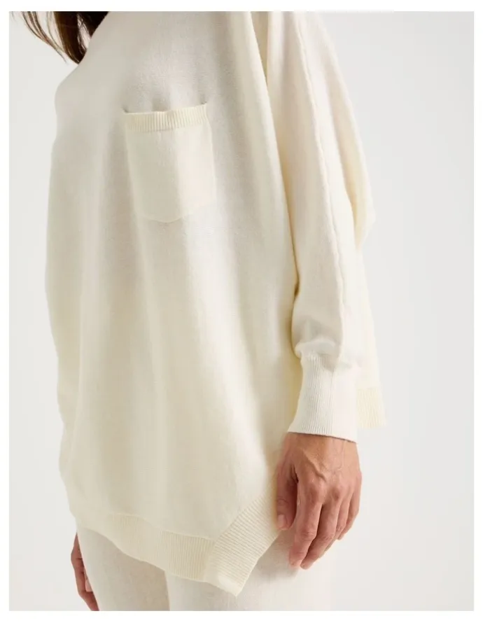 Regatta Cowl Neck Long Sleeve Knit Sleep Top in White