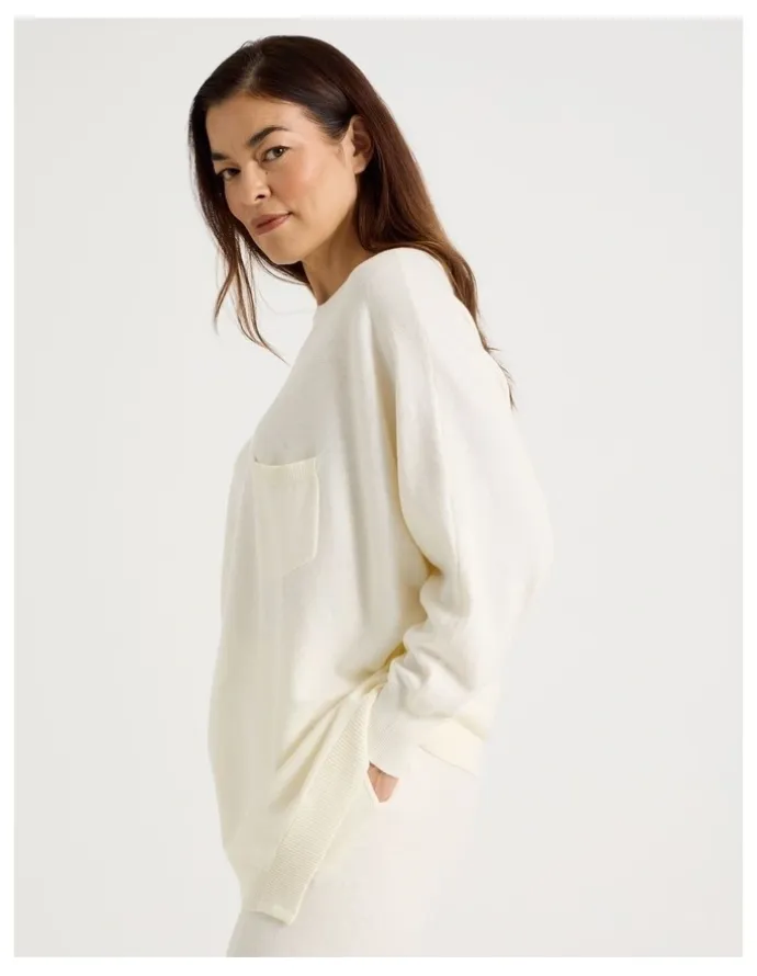 Regatta Cowl Neck Long Sleeve Knit Sleep Top in White
