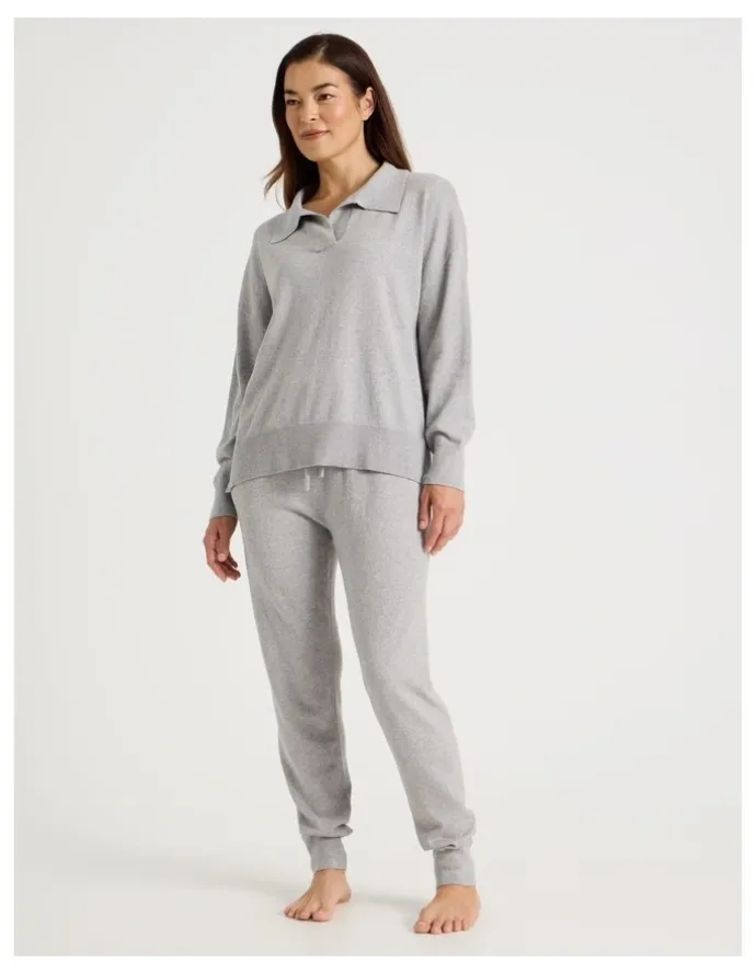 Regatta Cuffed Knit Sleep Pants in Grey Marle