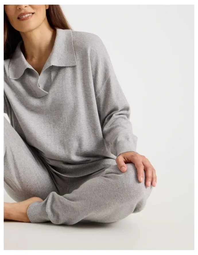Regatta Cuffed Knit Sleep Pants in Grey Marle