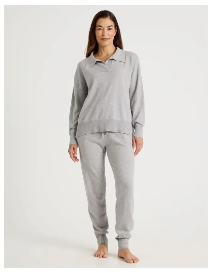Regatta Cuffed Knit Sleep Pants in Grey Marle