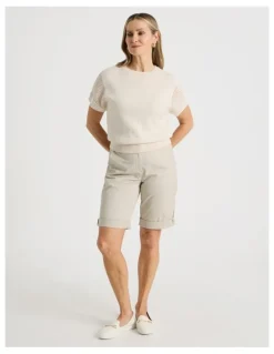 Regatta Extended Sleeve Knit Top With Fancy Knit Sleeves in Ivory