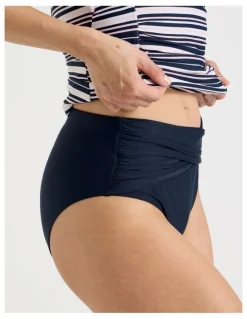 Regatta Katie Ruched Cross Front Bikini Bottom in Midnight