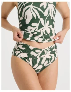 Regatta Katie Ruched Cross Front Bottom in Olive Floral Print