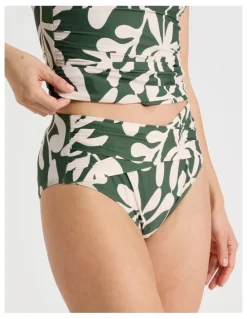 Regatta Katie Ruched Cross Front Bottom in Olive Floral Print