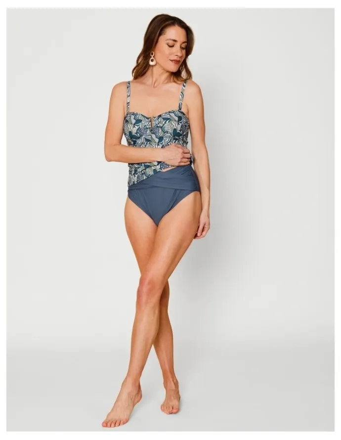 Regatta Oceanic Katie Ruched Cross Front Bikini Bottom in Steel Blue